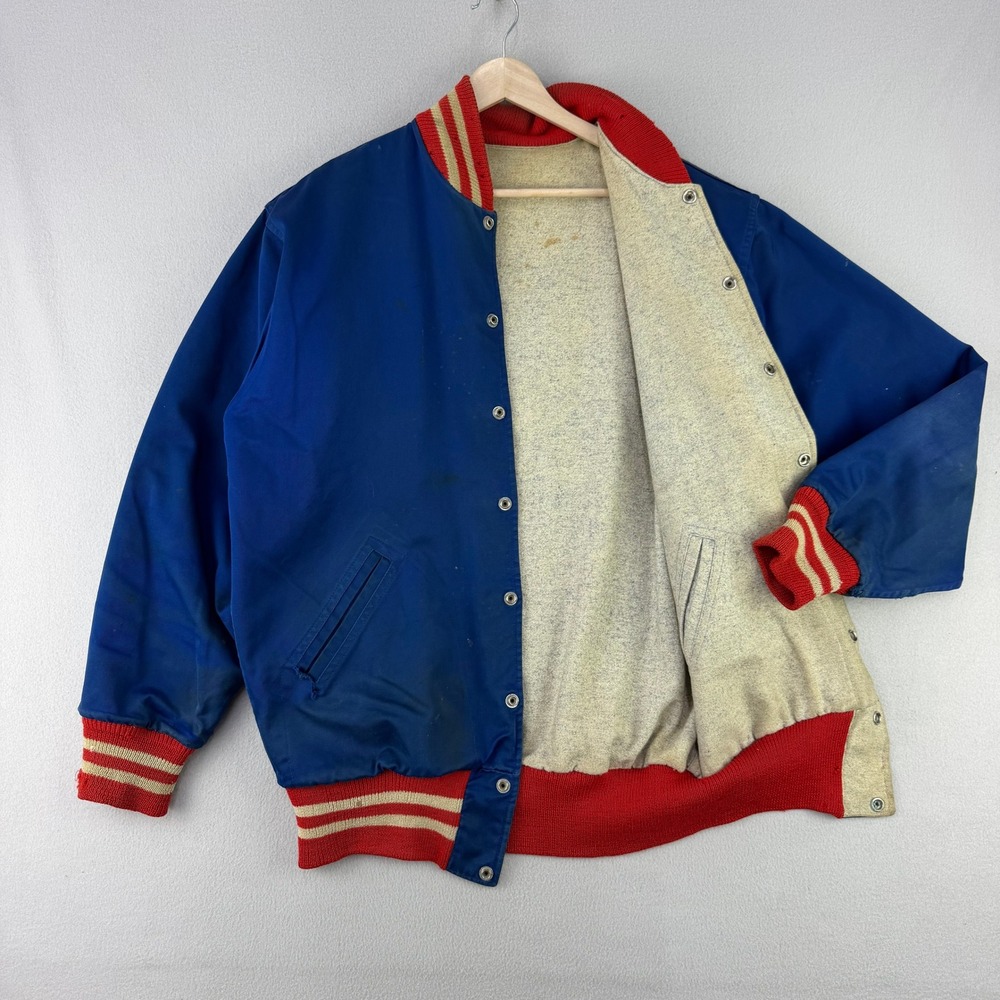 Vintage 60s Powers Reversible Varsity Jacket Mens 40 Wool Bomber Letterman